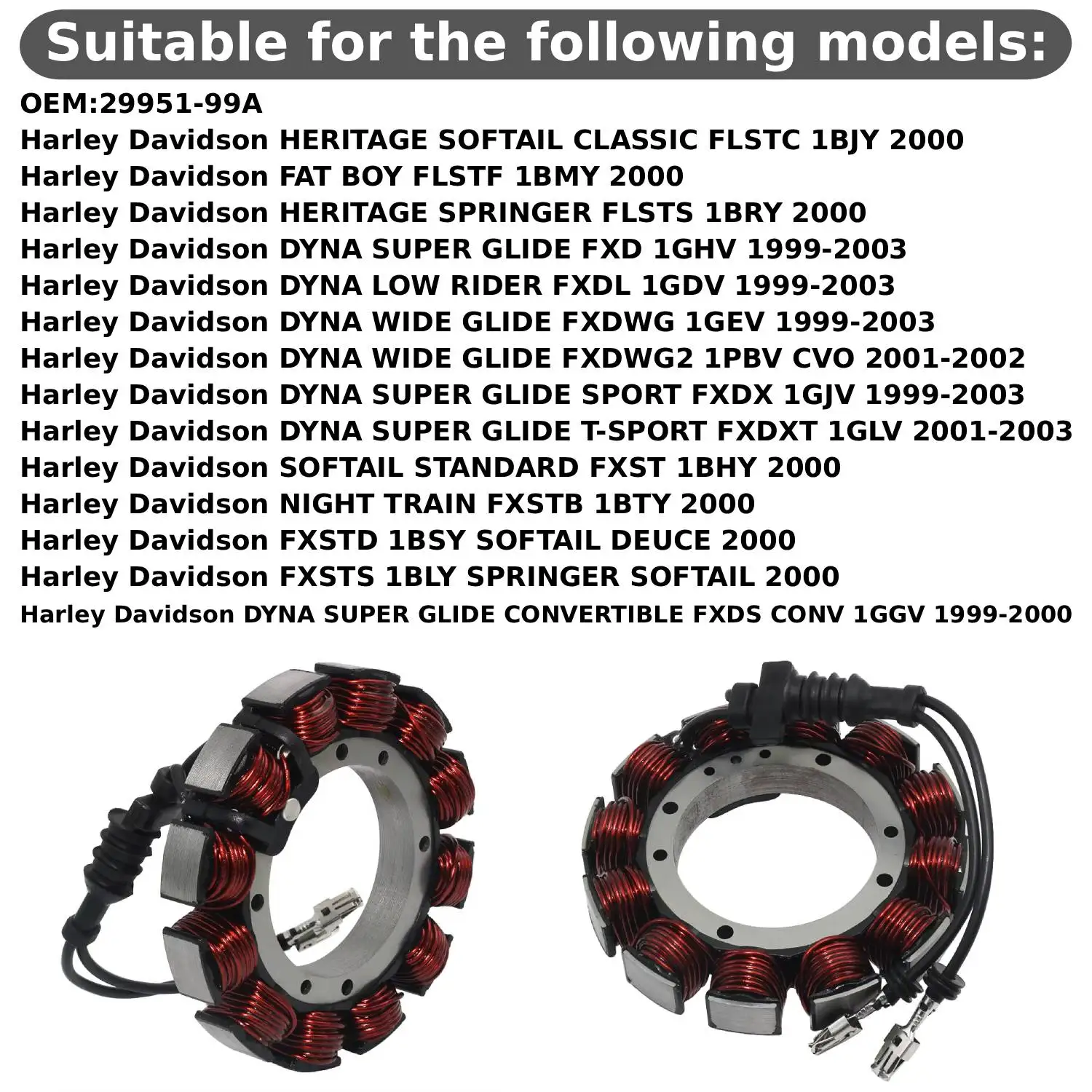 Motorcycle Generator Magneto Stator Coil For Harley Davidson DYNA SUPER GLIDE CONVERTIBLE FXDS CONV 1GGV 1999-2000 OEM:29951-99A