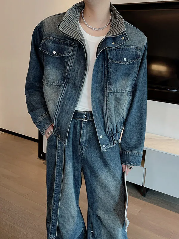 

Модная рабочая одежда, комплект джинсов и джинсов для мужчин, джинсовая джинсовая одежда с тяжелой подошвой, длинные брюки све, осенняя одежда