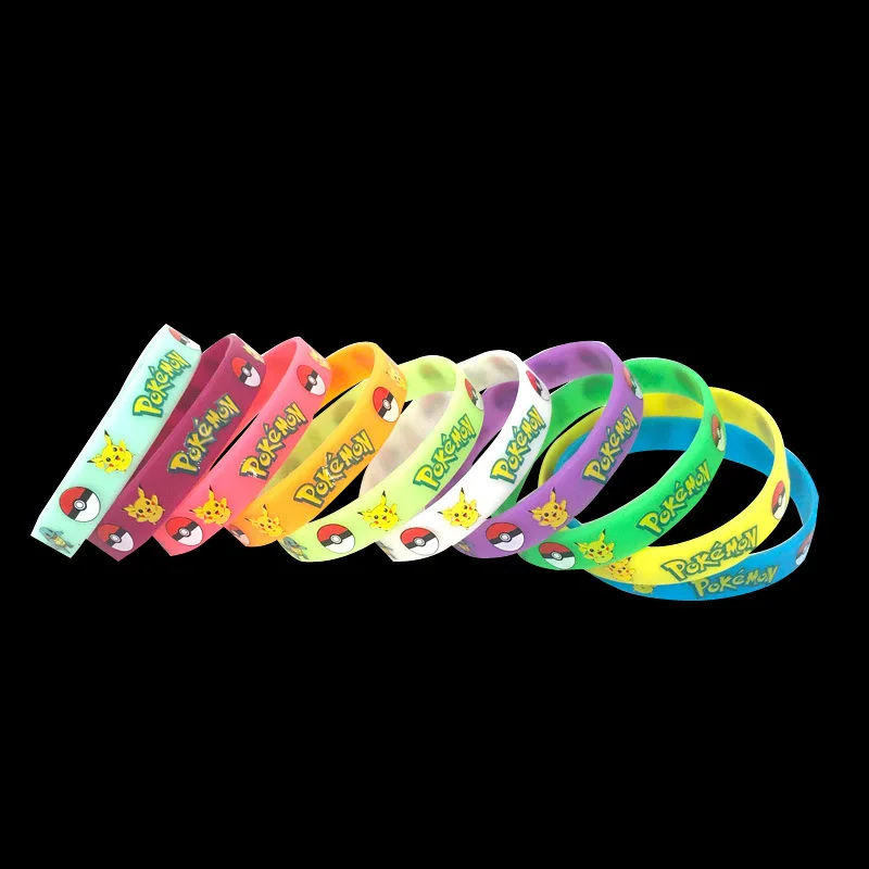 Pokemon Pikachu bracciale Glow in materiale siliconico scuro Action Figure Print Jewelry basket Sport Teammate Wristband Toy Gift