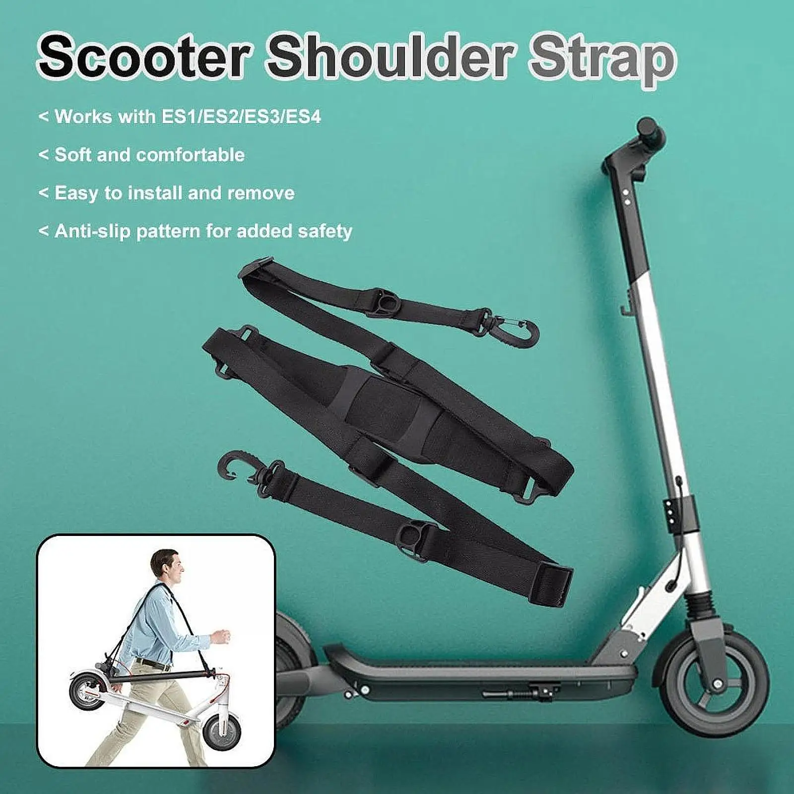 

Nylon Scooter Strap Adjustable Sturdy Carrying Shoulder Belt Universal Compatibility for Electric Scooter Outdoor Equipment