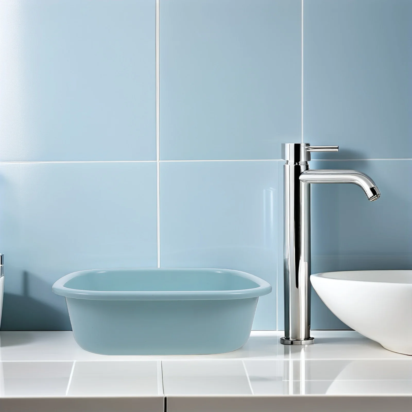 

Thickened Face Wash Basin Deep Rectangular Plastic Bathroom Basin For Hair Washing Foot Soak Laundry Portable Home Use Kitchen