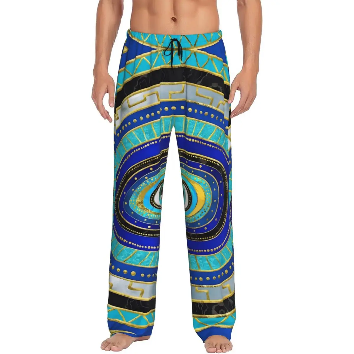 

Custom Nazar Evil Eye Pajama Pants Men's Symbol Amulet Sleepwear Lounge Sleep Bottoms Stretch with Pockets