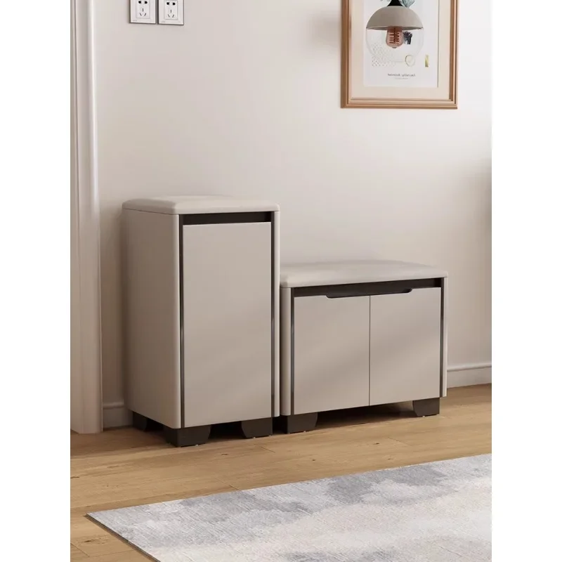

Solid wood shoe changing stool Modern light luxury door rack Seated shoe stool Smallcabinet Soft bag long stool at th