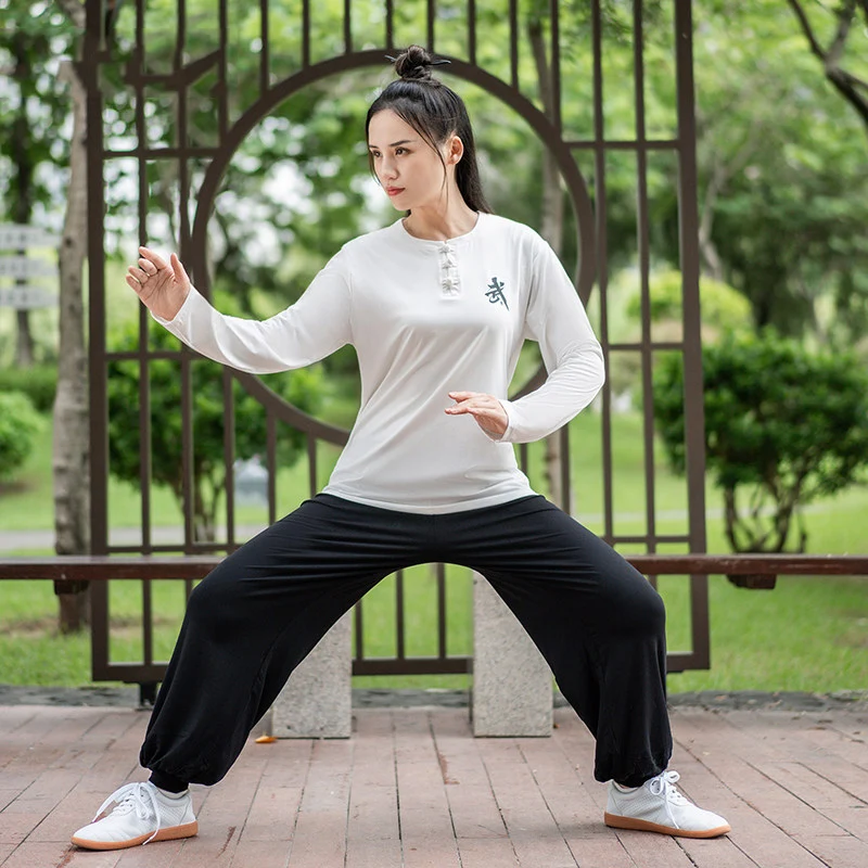 Women's New Summer Embroidered Chinese Style Casual Tai Chi Suit 3/4 Sleeve Starlight Linen for Qigong Martial Arts Practice