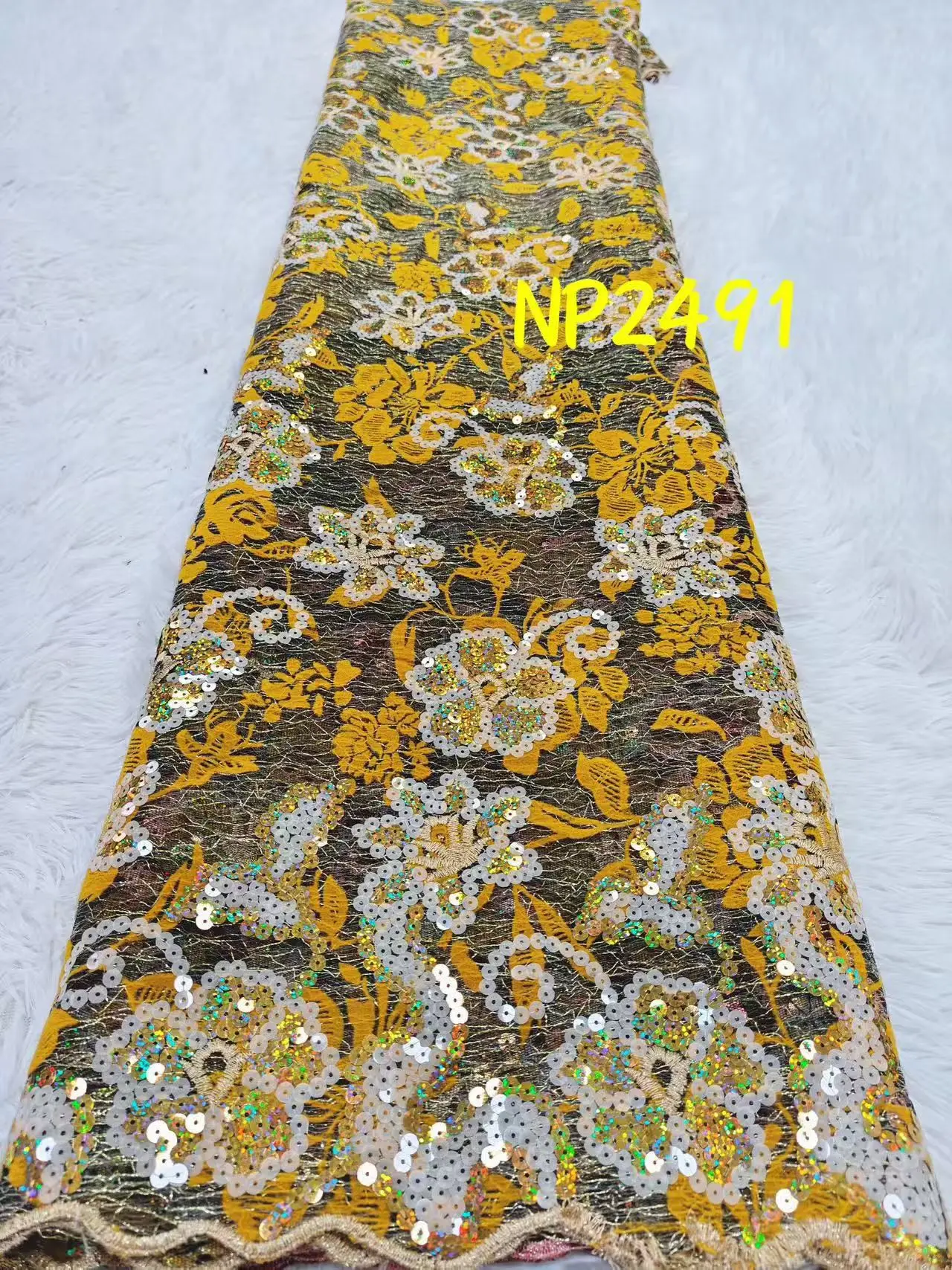 Luxury African French Mesh LaceFabric Newest 2025 Nigerian Net Lace Fabric with Sequins for Women Wedding Dresses 5yards H180-1