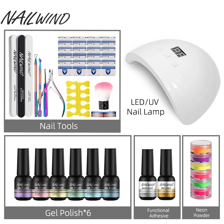 NAILWIND Stylish Gel Nail Polish Starter Kit UV/Led Lamp Nail Art Design Semi Permanent Soak Off Base Top Coat Nail Tools