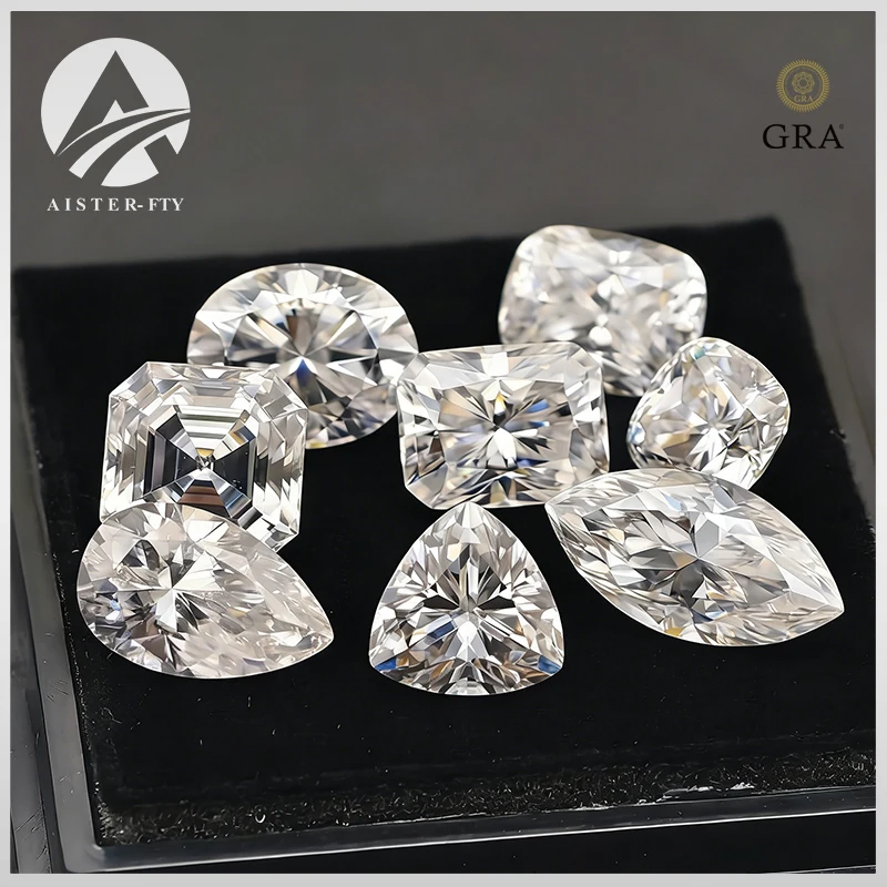 

Super White D Color Moissanite Stone Round, Oval, Heart, Emerald, Radiant , Marquise, Cushion, Princess Cut with GRA Certificate