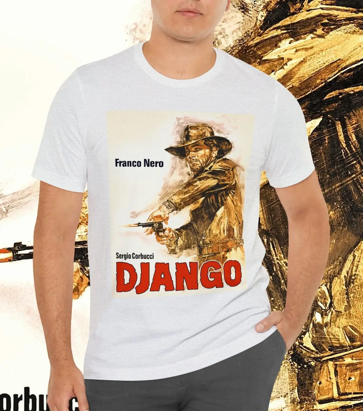 Django 1966 Sergio Corbucci Spaghetti Western Movie T shirt Classic film Poster art fashion with Franco Nero GenXT4Me