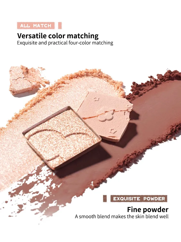 لوحة ظلال عيون جوديدول بأربعة ألوان غير لامعة متعددة الاستخدامات للاستخدام اليومي، منتجات مكياج خفيفة للنساء، مستحضرات تجميل، أحمر خدود صحي