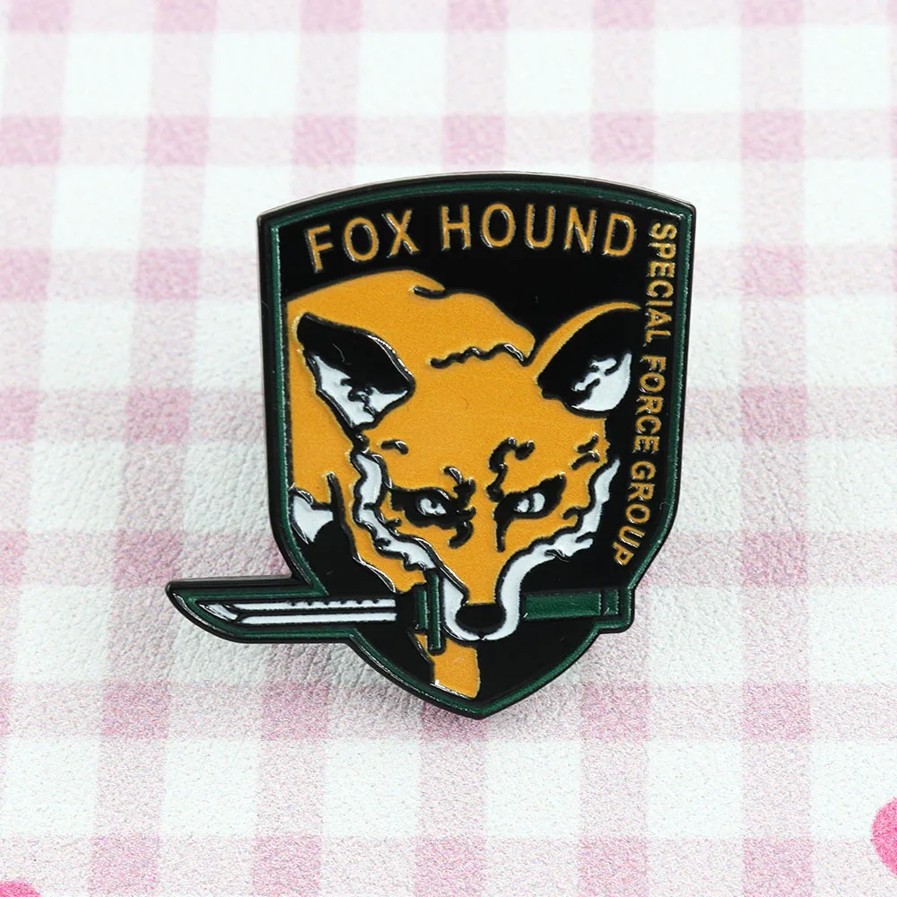 1PC Pin Esmaltado del Grupo de Fuerzas Especiales Fox Hound, Broche del Juego Metal Gear Solid, Joyería Táctica Militar para Fans, Regalo