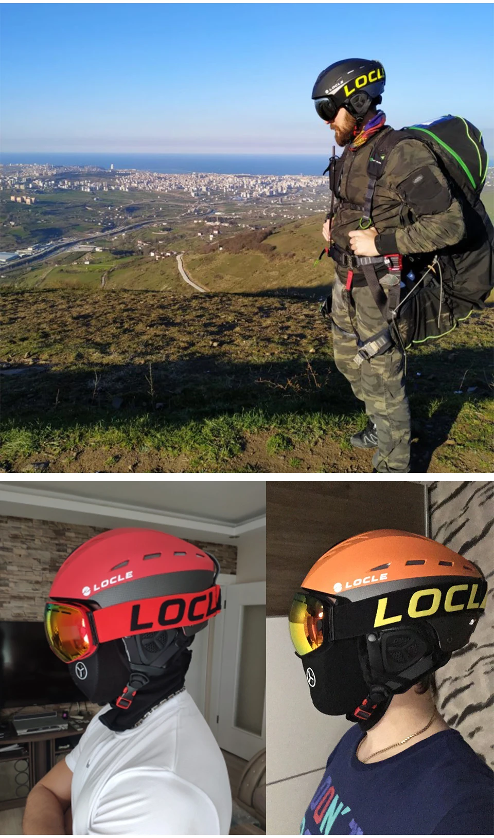 LOCLE Professioneller Skihelm für Herren und Damen, Kinder, Skihelm, Schnee, Skaten, Snowboard, Schneemobil, Skateboard, Größe 52–61 cm – Detail 15