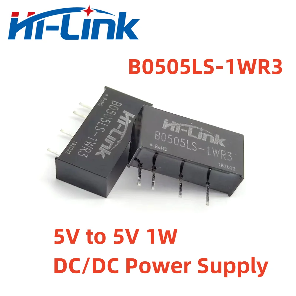 Hilink-DC Módulo de Alimentação Isolado, Alta Eficiência, Baixa Ondulação, Original, B0505LS-1WR3, 5V a 5V, 1W, 2Pcs por lote