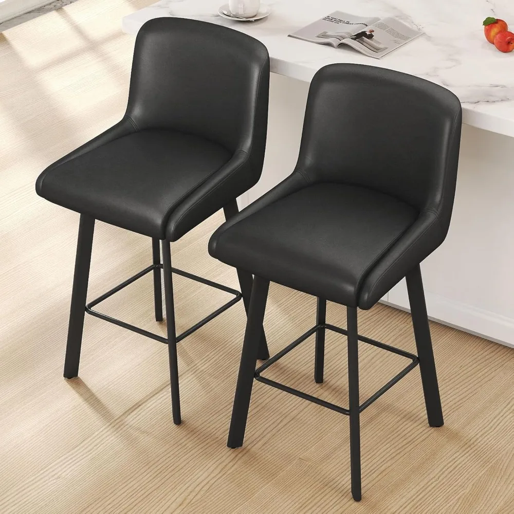 

Swivel Bar Stools, 26''H Upholstered Barstools with Backs, Modern Counter Height Bar Stool Chairs for Kitchen Island, Metal Legs