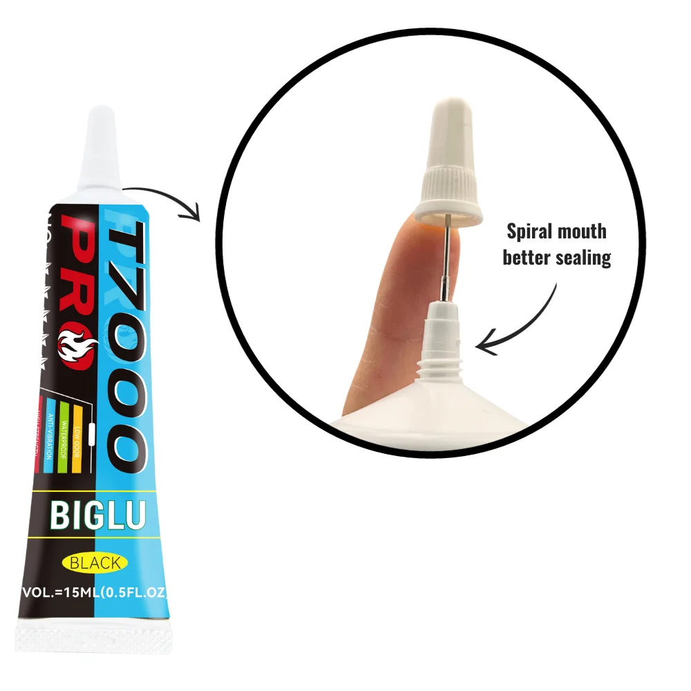 BIGLU T7000 PRO Glue Black Contact Universal Shoes Lound Speaker Rubber Phone Repair Adhesive  T-7000 With Precision Applicator