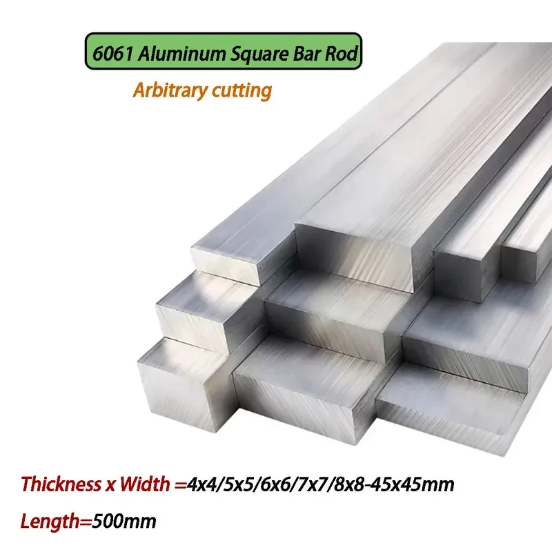 

1Pcs Length 500mm 6061 Aluminum Square Bar 4-45mm Dia Solid Aluminum Rod / Square Plate for CNC Machining & DIY Projects