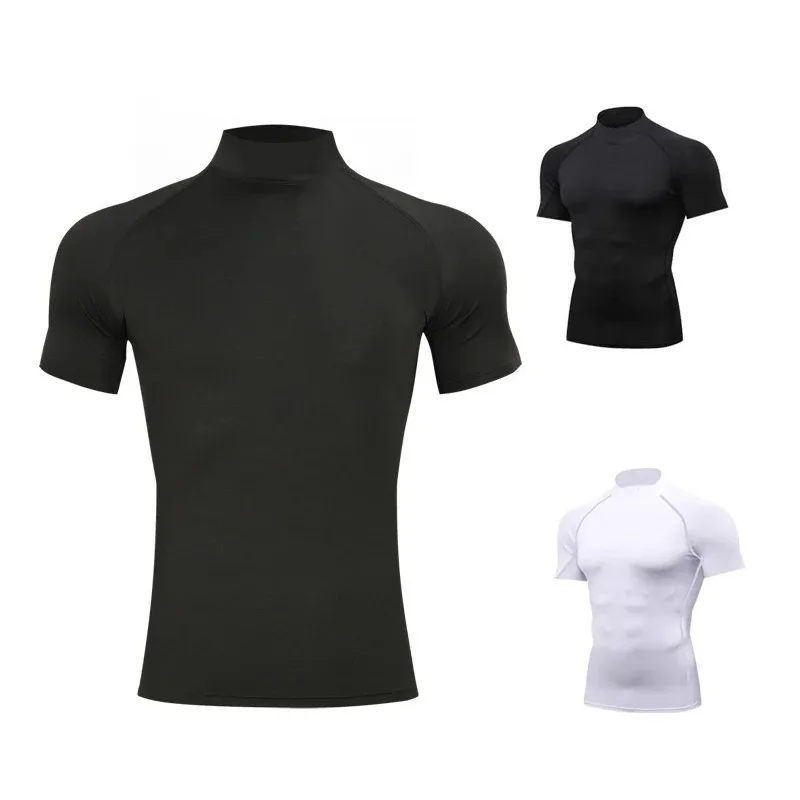 

1pcs Men T-Shirts Running Shirt Boys Basketball Shirts Men's Jersey Sportswear Mens Jogging Quick Dry Mock Neck Fitness Tops