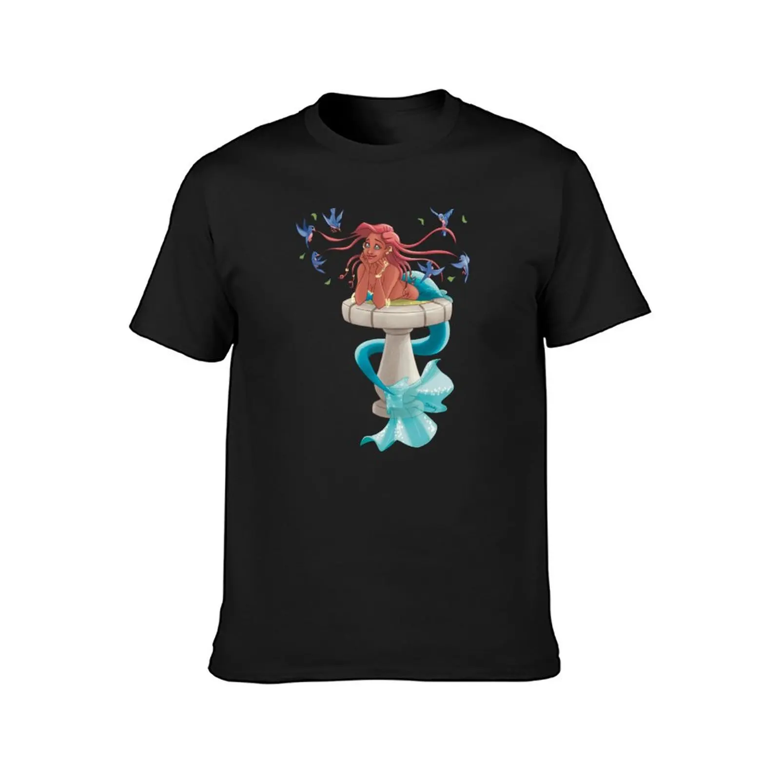 Mermaid on fountain with birds T-Shirt tees plus sizes quick-drying cute tops sweat shirts, men