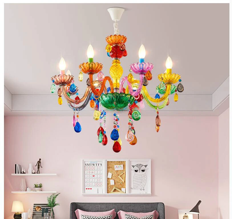 Modern Makaron Colorful Crystal Chandelier Lights Crystal Decora Lighting AC Guaranteed 100% Crystal Pendant Lamp