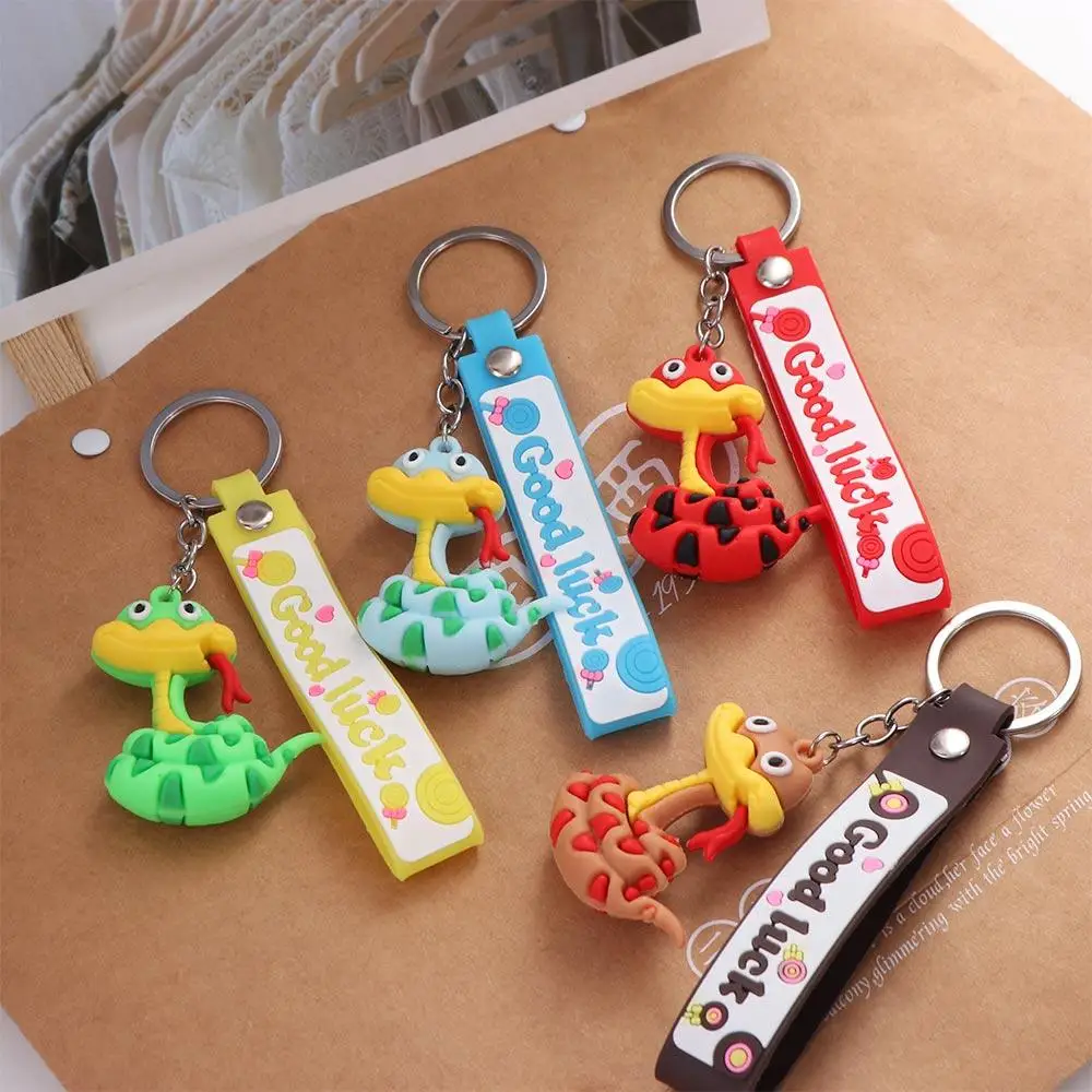 Silicone Snake Lucky Pendant Jewelry Collection Cartoon Snake Keychain Ins Trinket Zodiac Snake Year Key Ring
