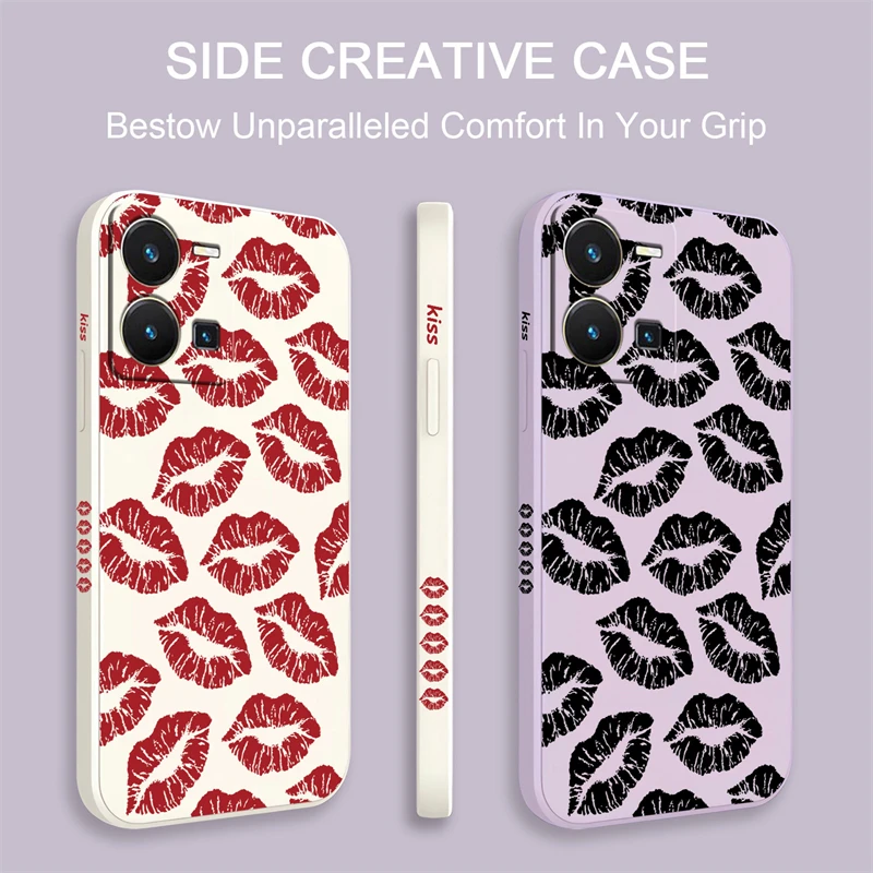 Red Lips Kiss Print Phone Case For VIVO Y100 Y35 Y36 Y50 Y30 Y51 Y72 Y76 Y81 Y85 Y91 Y93 Y95 Y53S Y81S Y28 Silicone Soft Cover