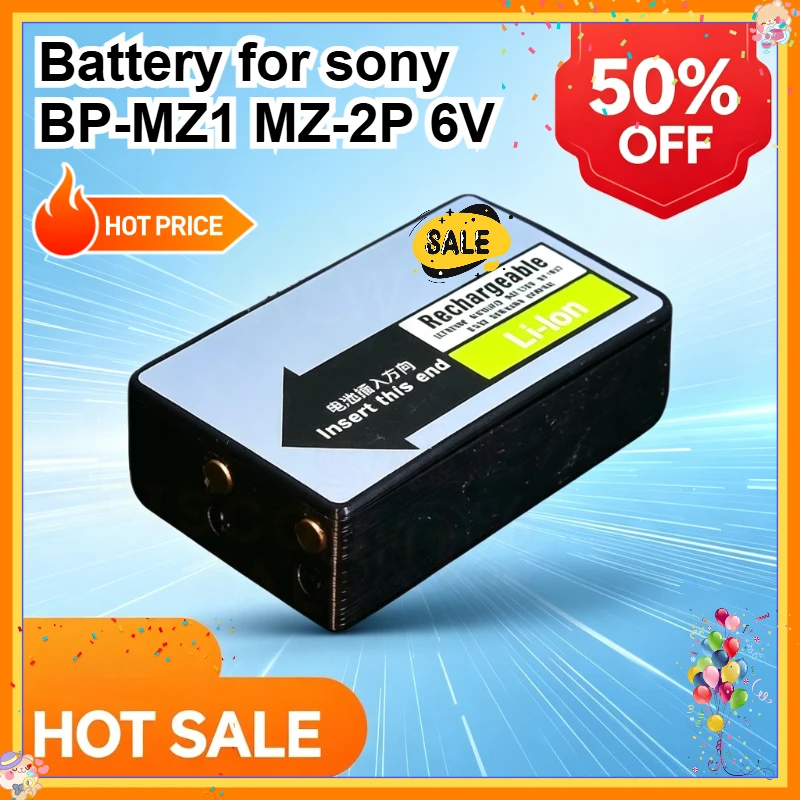 Batería 100% Nueva para Sony BP-MZ1 MZ-2P 6V Aiwa Amd-100 Goldstar Md-r1, Batería de Repuesto Recargable