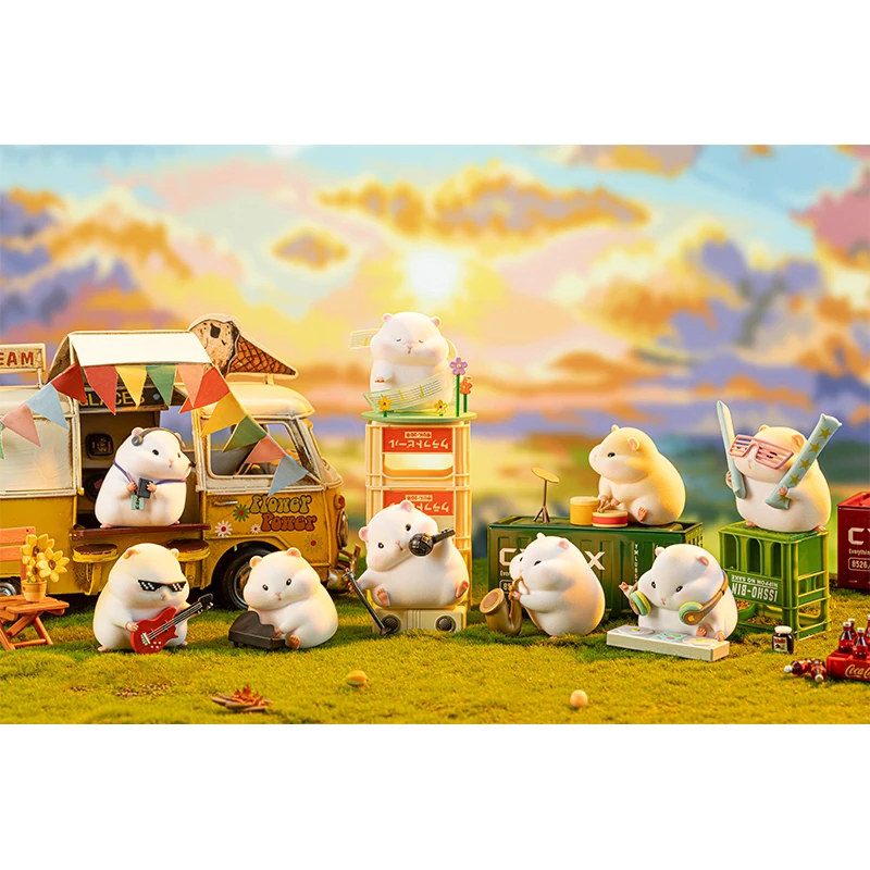 Miniso ไวนิล Foodie หนูแฮมสเตอร์ Mystery Blind กล่อง Clark Band Series กล่องตาบอด Handmade ตุ๊กตาน่ารักตุ๊กตารถเดสก์ท็อปตกแต่งของขวัญ