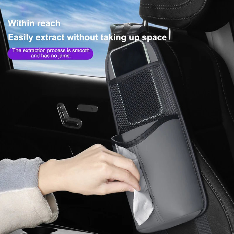 【MOPA】Car Seat Side Storage Bag Hanging Auto Seat Organizer Tissue Holder Universal Mesh Storage Pocket for Phone Bottle