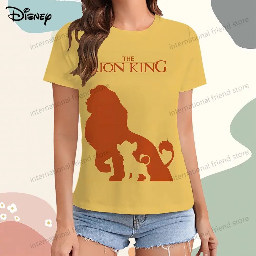 T-shirt à manches courtes Simba Disney pour femmes, T-shirt à col rond, T-shirt de loisirs, Le roi discutant, Vêtements d'été po