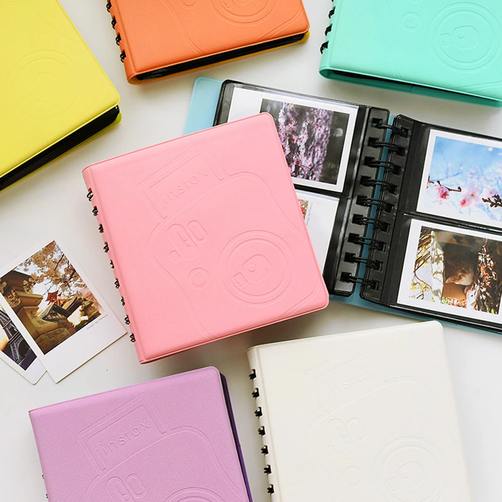 لألبوم صور ورقي مقاس 3 بوصات مع 68 صفحة إدراج ألبوم صور ملف ملون معكرون لفيلم Fujifilm Instax 7s 8 25 50s 70 90