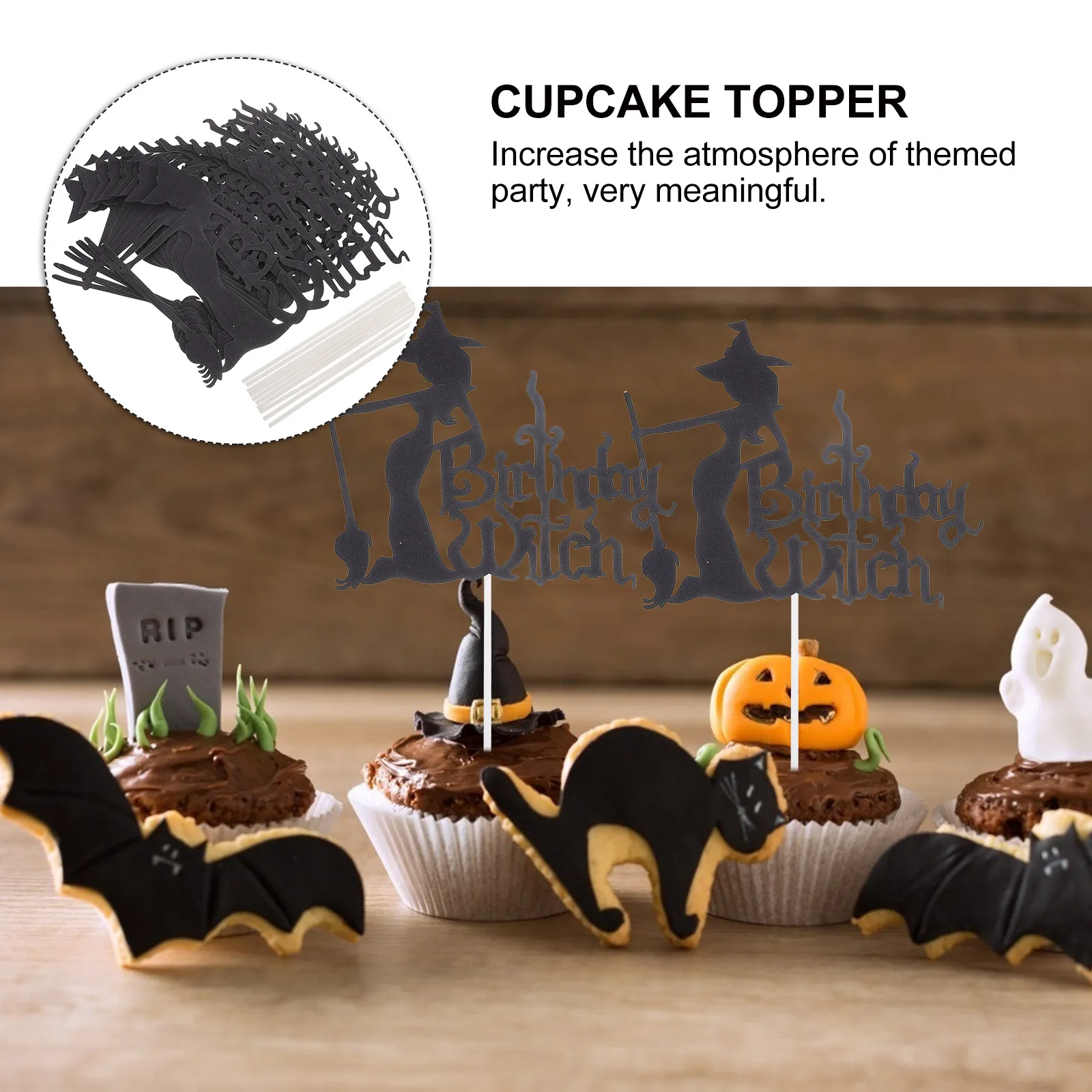 

20 PCS Decoration Cake Insert Cupcake Delicate Pick Dessert Topper Premium Black for