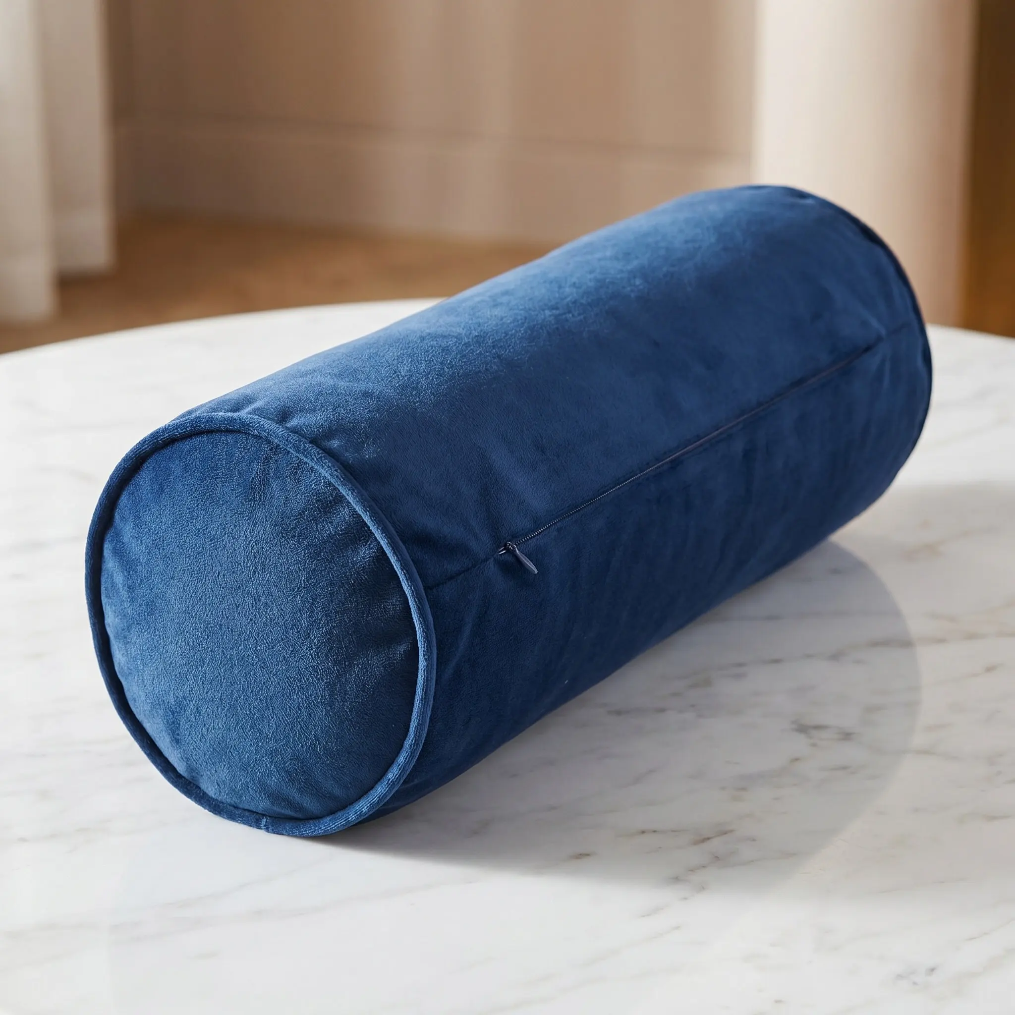 Cylinder Pillowcase Round Neck Roll Pillow Cover Zippered Soft Comfortable Travel Sofa Bedroom Living Room Cushion Cover 40x15cm