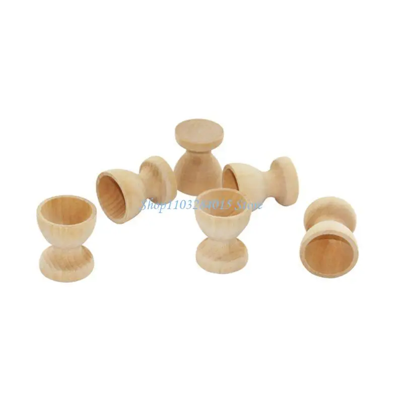 R6FF Wooden Holding Cup Easter Eggs Holder DIY Unfinished Crafts Drawing Model Pa