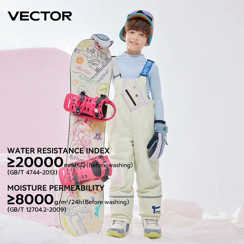 VECTOR Children\'s Cotton Ski Overalls for Boys and Girls Windproof Waterproof Warm Snow Trousers Winter Ski Snowboarding Pants