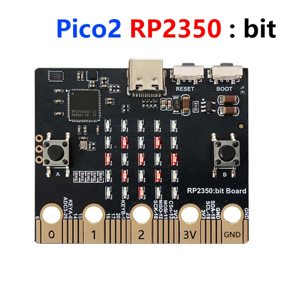 A03R لـ 2 RP2350 Bit Board لوحة تطوير برمجة Python متوافقة مع BBC Micro-Bit