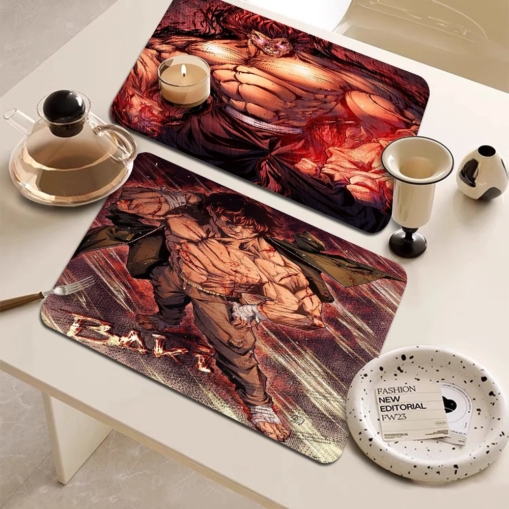 Anime Baki The Grappler Super Absorbent Coffee Mat Dish Draining Mat Large Kitchen Drying Mat Quick Dry Drain Pad Kitchen