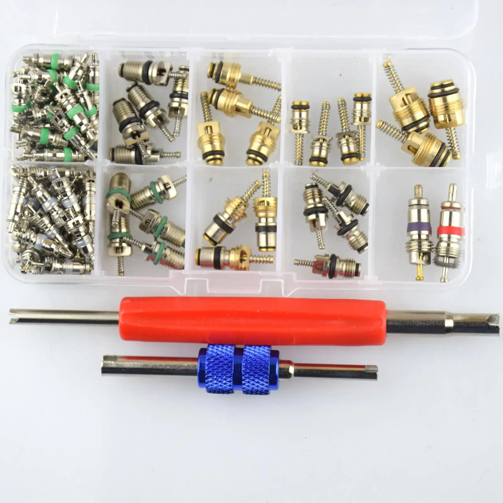 

Car Air Conditioner Valve Core R12 R134A Spare Parts Easy to Install Direct Replace Repair Set with Remover Tools Assortment Set