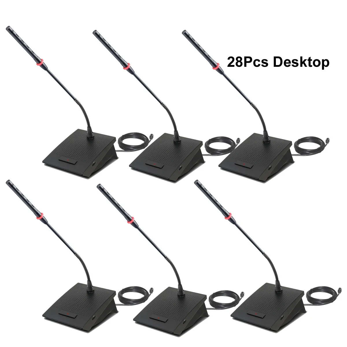 Digital 28Pcs Table Gooseneck Microphone Conference Wired System 1 Master 27 Desktop 2x10m and 27x2m Cable