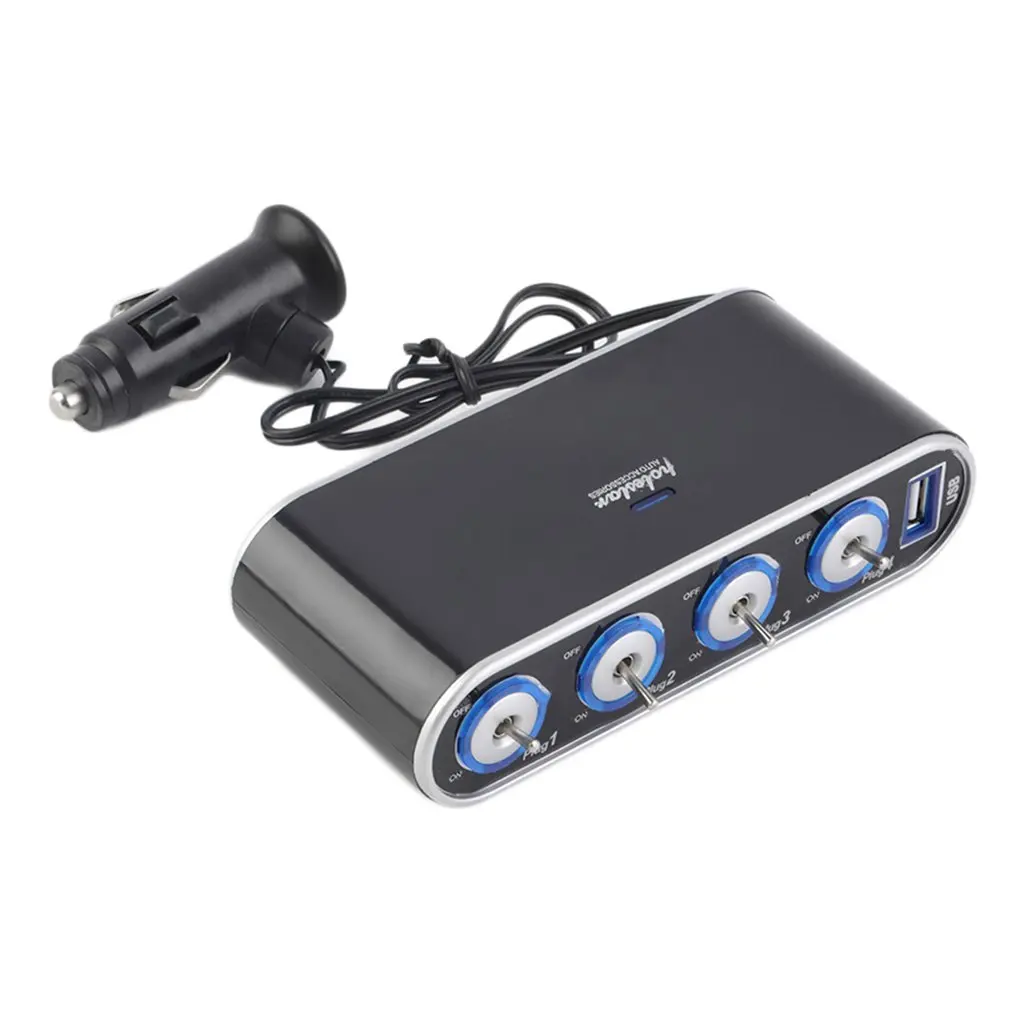 

Universal 2 Way Car Cigarette Lighter With USB DC 12V/24V LED Light Switch Socket Splitter Charger Power Adapter Dropshipping