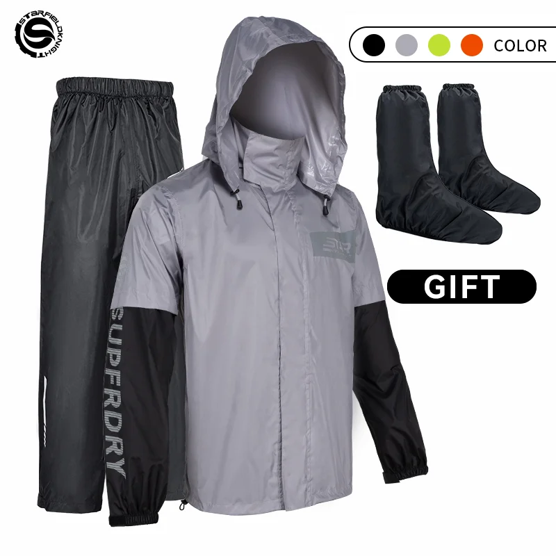 

Star Field Knight Grey Motorcycle Rider Raincoat Suit Men Women Riding Waterproof Clothes Raincoat Rainpants Split 3Pcs/set