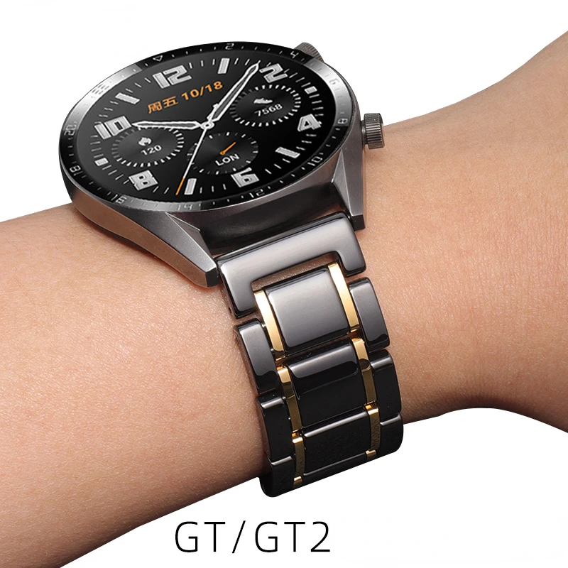 Ceramic Stainless Steel Strap for Huawei GT2 Pro B2 B3 B5 B6 GT ECG Porsche Metal Samsung Glory Magic 22mm Men's Watch Bracelet