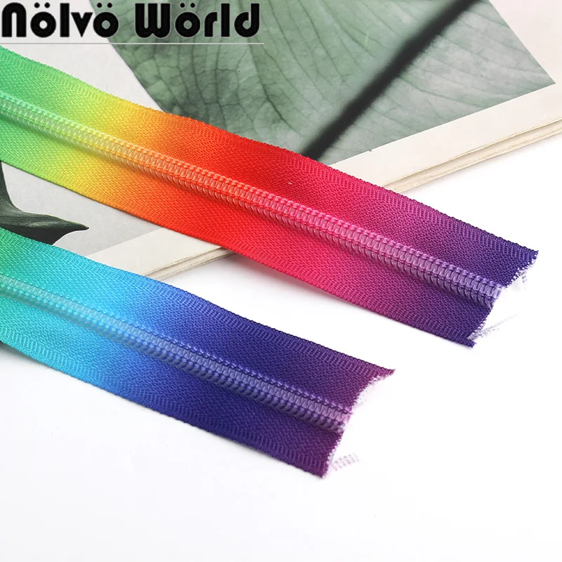 30-100 Yards 32mm Rainbow Teeth Zippers Nylon Colorful Long Zippers Tape With Zip Puller Slider Bag Clothes Sewing Accessories