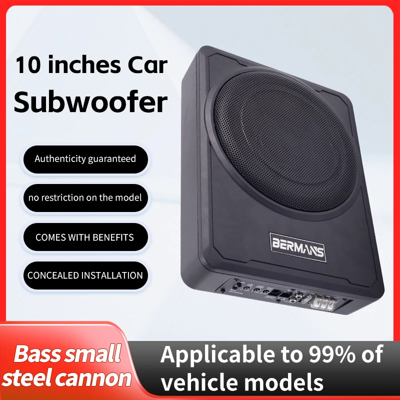 

10inch Max 1200W High-Fidelity Active Under-Seat Subwoofer with Dedicated Tuner - Enhance Your Music Experience