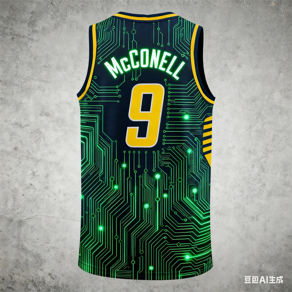 سترة كرة السلة للرجال T.J. McConnell 3D AI Edition # 9 قمصان كرة السلة الأمريكية للشباب والأطفال للتدريب على التهوية كبيرة الحجم #1