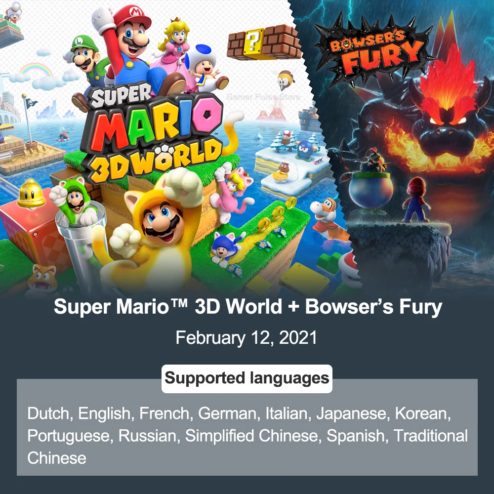 Nintendo Switch 100% 用のスーパーマリオ3Dワールドゲーム,公式の物理