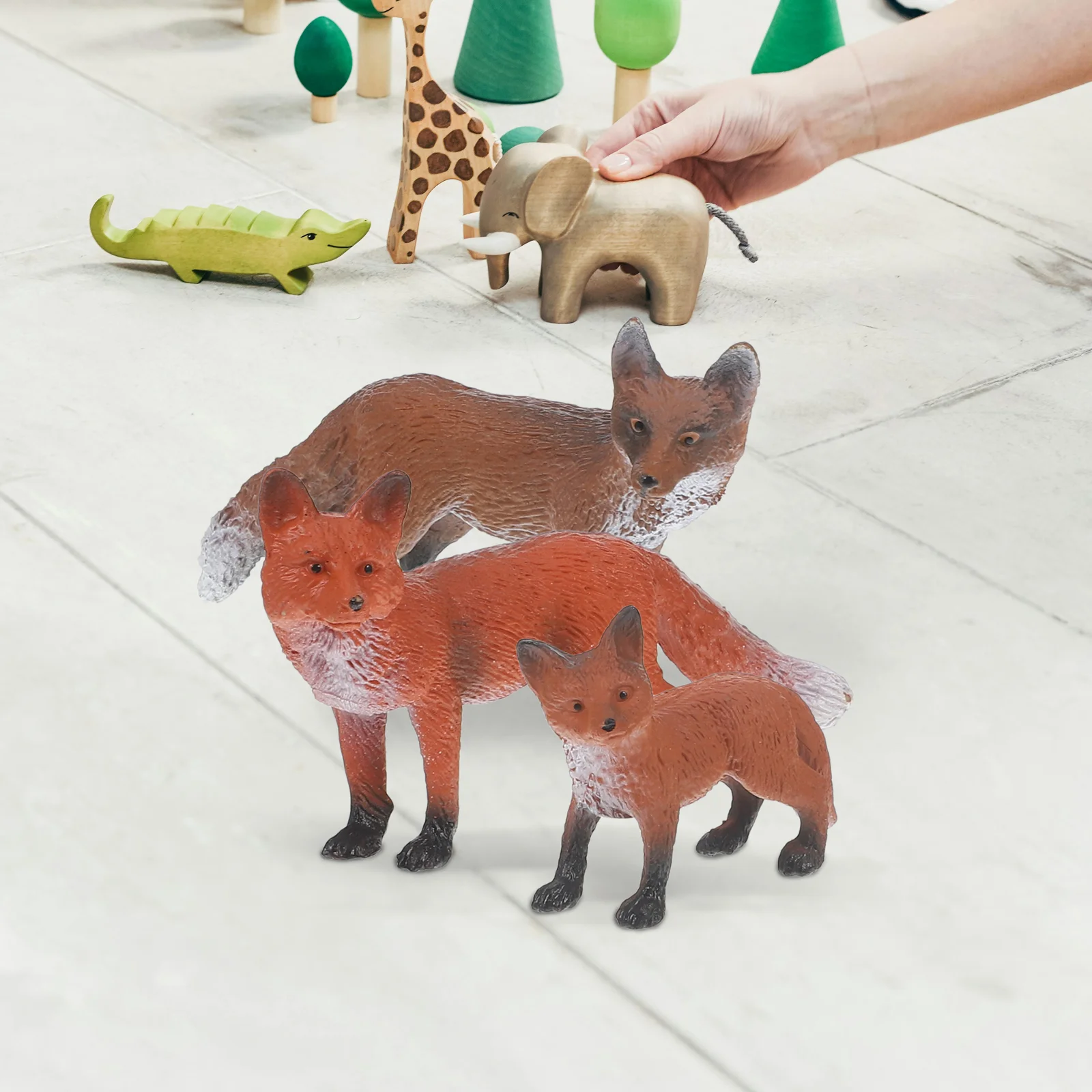 3 Pcs Simulation Wild Animal Figure Realistic Fun Toys Model Kids Animal Model Toys - 5x3cm (Fox) wild animal model