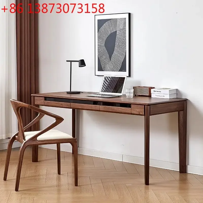 Black walnut desk Nordic simple all-solid wood computer desk Cherry wood double bedroom study table