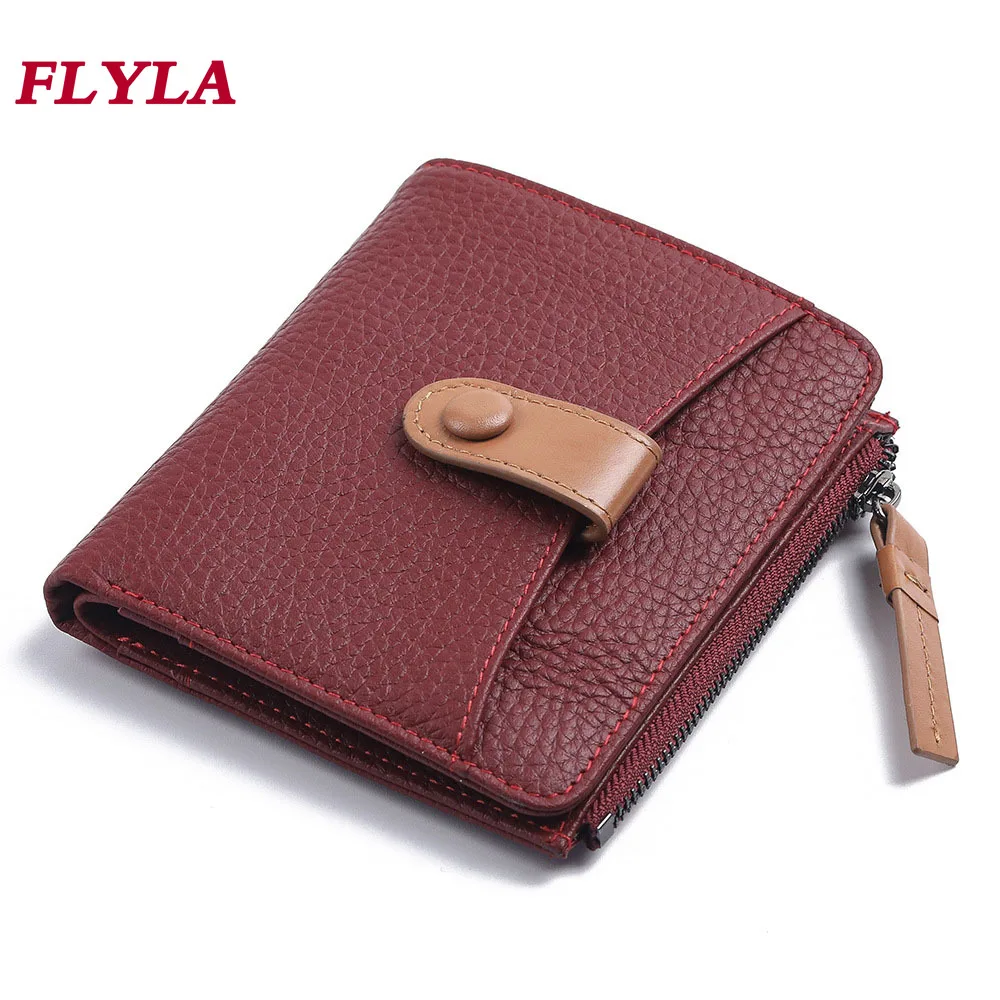 

Women's Genuine Leather Wallet Short Paragraph Fashion New First Layer Cowhide Card Bag Zipper Ladies Small Wallet