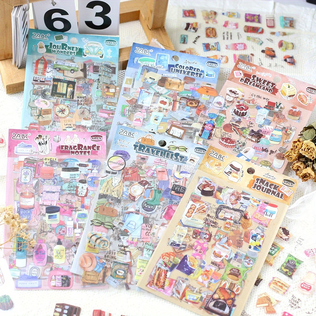 Journamm 6 أوراق خمر سجل القصاصات ملصق غير المرغوب فيه مجلة لوازم ملصقات الزخرفية DIY بها بنفسك المجلات سكرابوكينغ ملصقات ديكور لتزيين الغرف