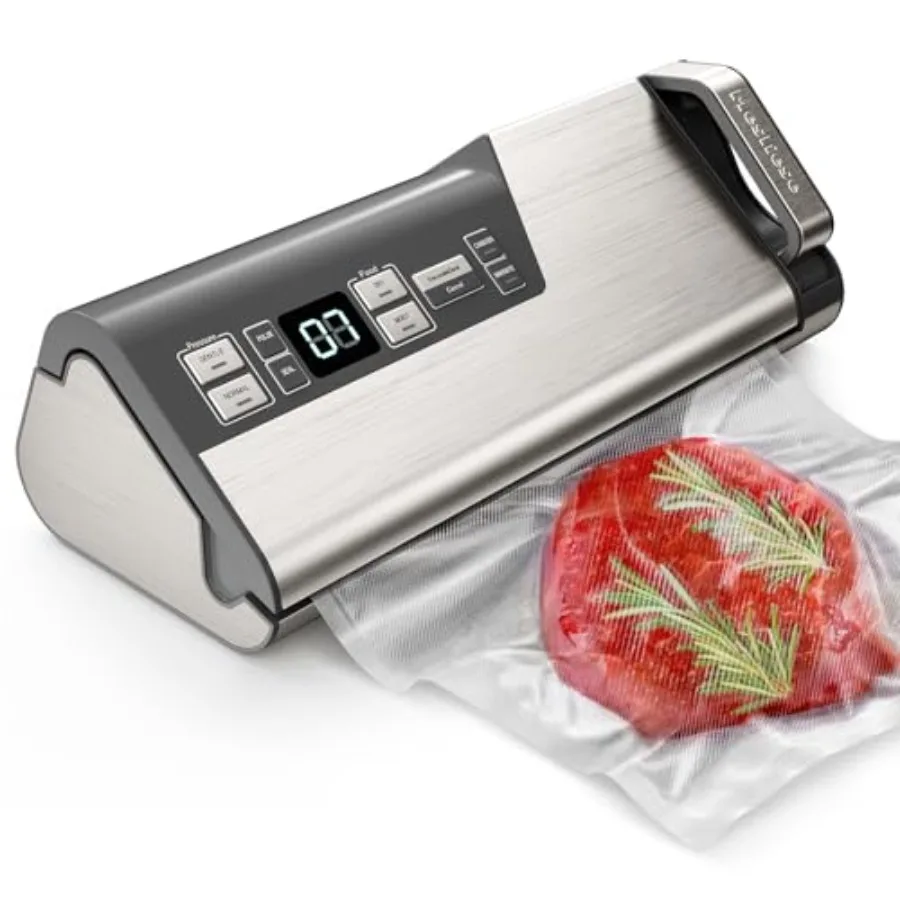 Vacuum Sealer Machine for Kitchen Use ABS Plastic Body Black 95kPa Suction Power with One-Hand Operation Double Seal Strip Buil