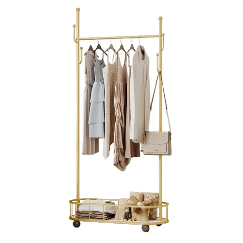 

Movable with wheels, multi-functional coat rack, simple clothes storage rack, household
